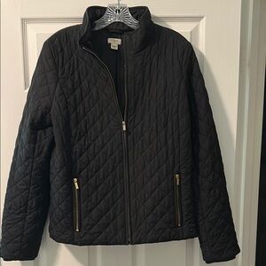 J. Crew Black Puffer Jacket with Quilted Design